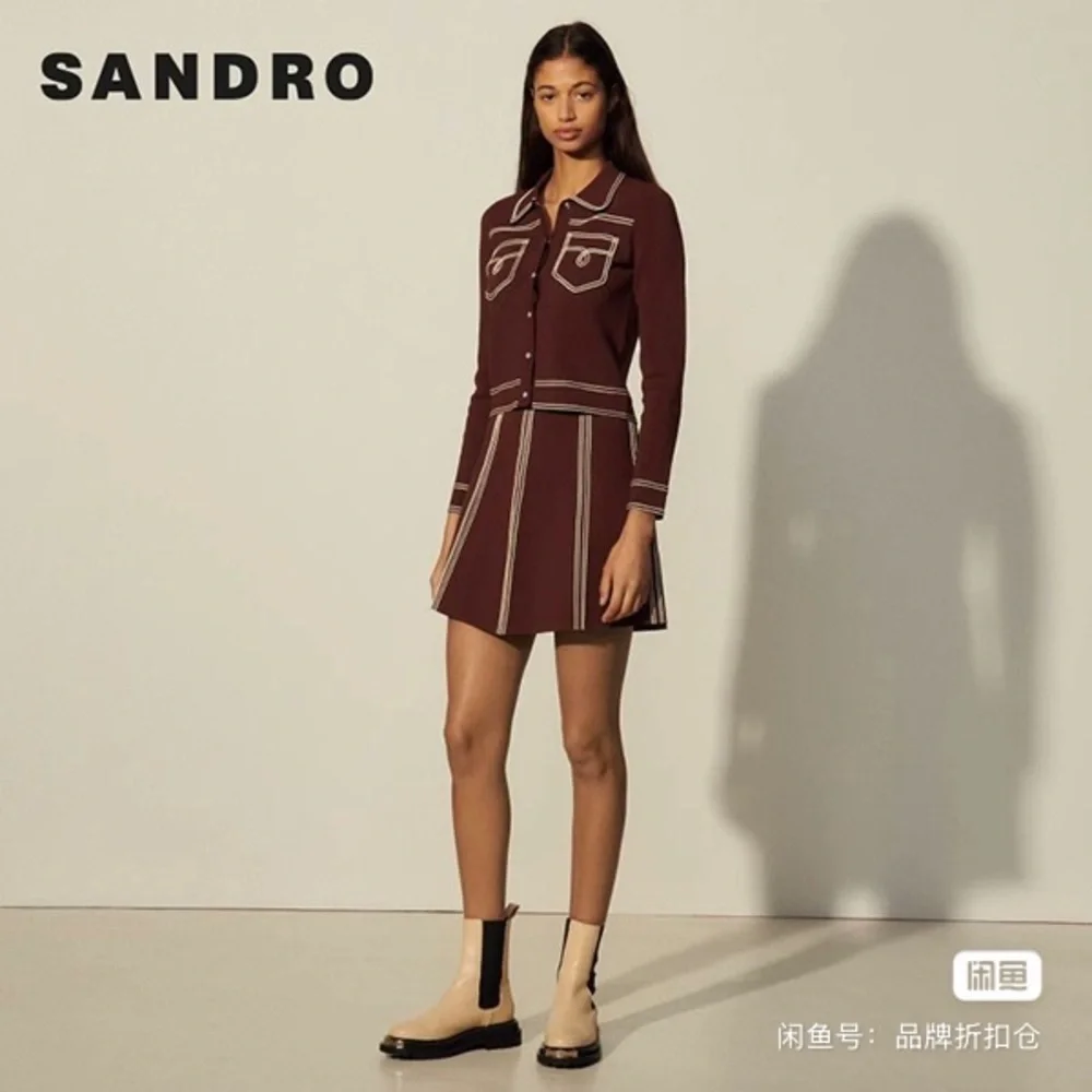 Sandro wool Elegant Brown A-Line sets - Picture 3 of 7